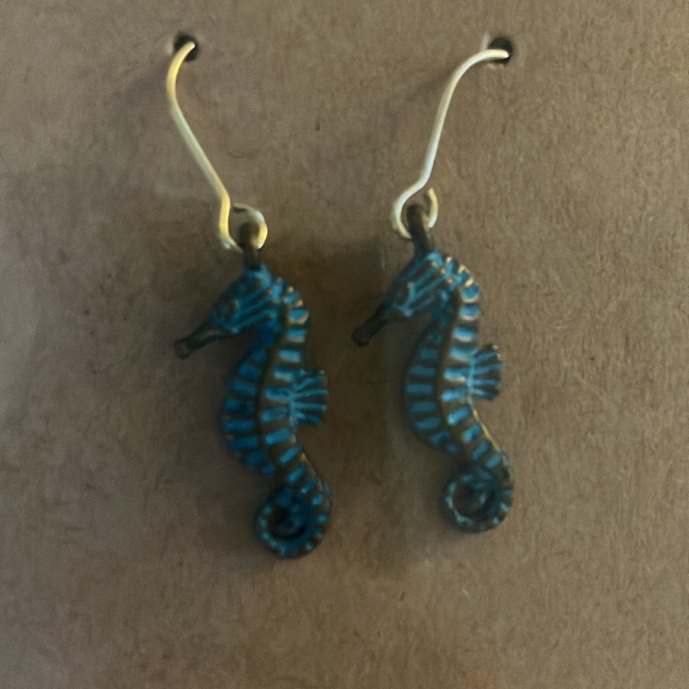 Blue Seahorse Earrings